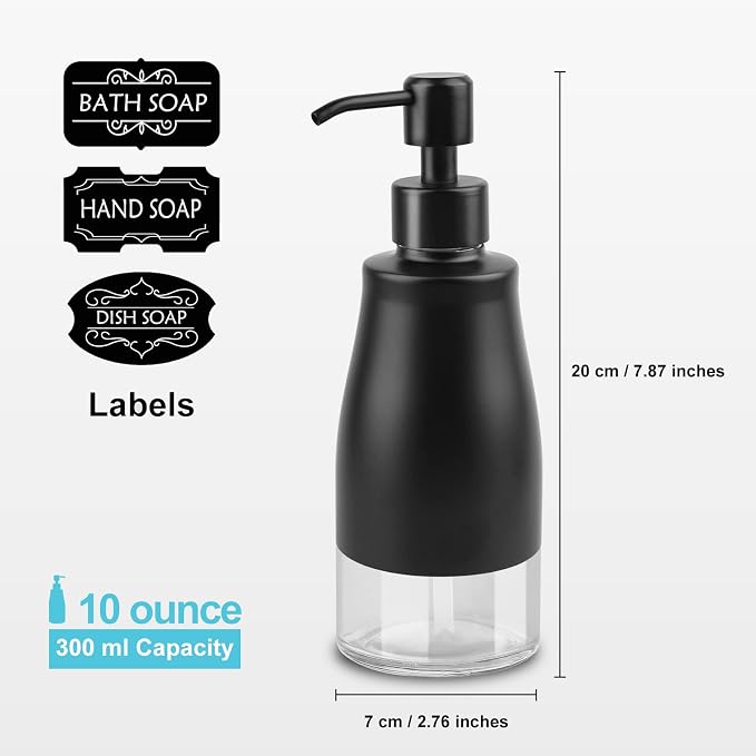 AUMIO Soap Dispenser with Stickers, Stainless Steel Case Glass Liner Hand Pump - Image 2