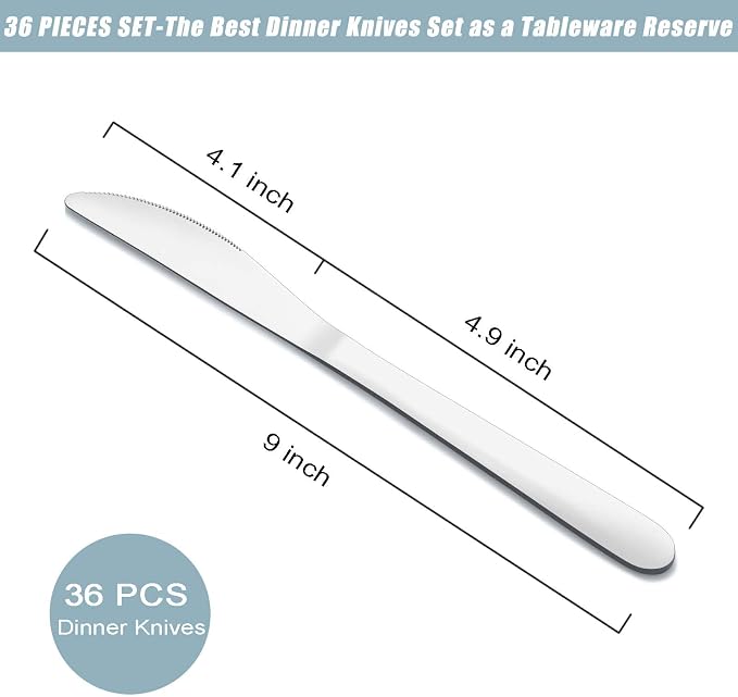 36-Piece Butter Knives, Dinner Knife Set, Food Grade Stainless Steel Table Knife - Image 2