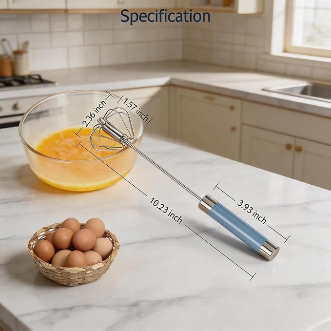 2 Pack Semi Automatic Whisk, Stainless Steel Mini Hand Push Whisks - Image 3