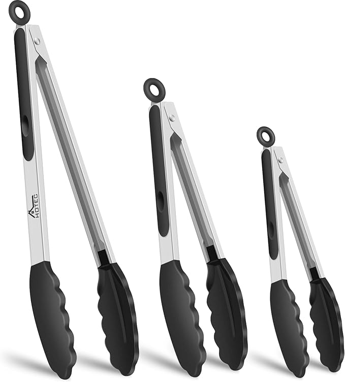 HOTEC Premium Stainless Steel Locking Kitchen Tongs by Hotec