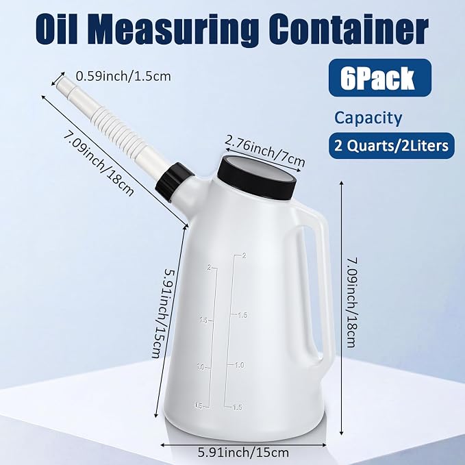 Mifoci 6 Pack 2 Quart Oil Measuring Containers, Translucent Plastic Oil - Image 2