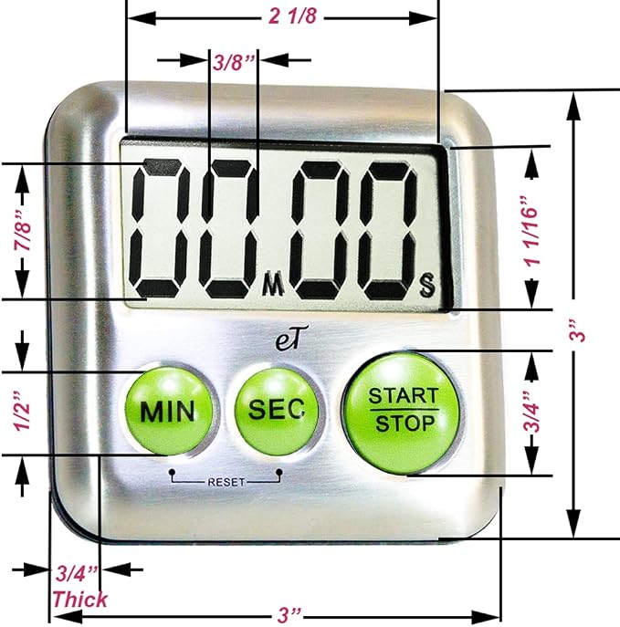 Elegant Digital Kitchen Timer Stainless Steel - Image 3