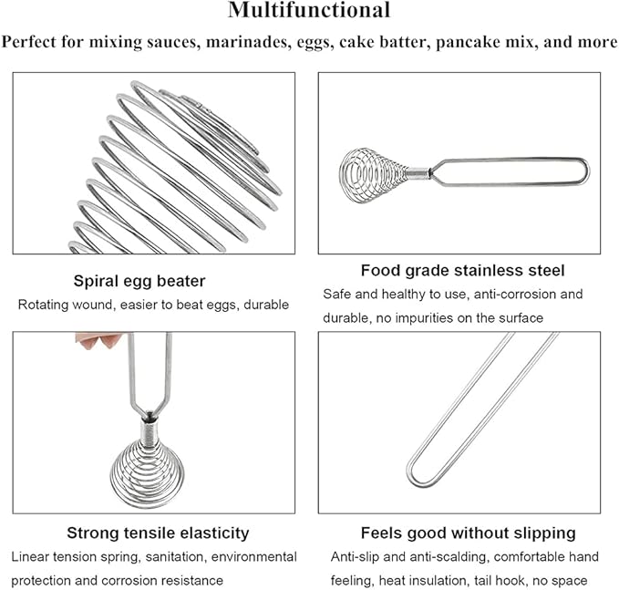 Stainless Steel Spring Coil Whisk Wire Whip Cream Egg Beater Gravy Cream Hand - Image 4
