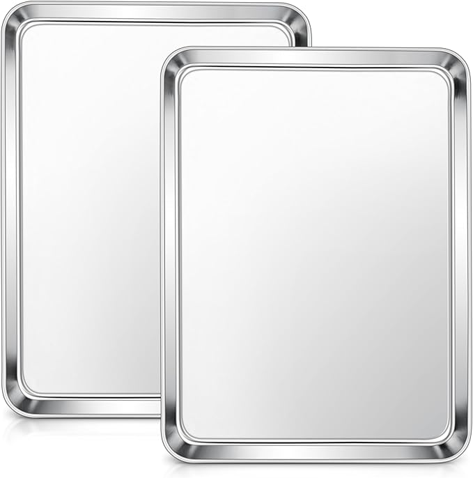 E-far Stainless Steel Baking Sheets, 12.4” x9.7” x 1” Baking Cookie Sheets Pans by E-far