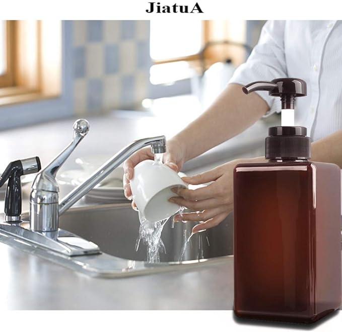 Pump Bottle, Refillable Plastic Empty Lotion Soap Dispenser Liquid Container - Image 9