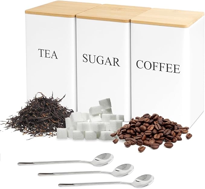 3 Pcs Tea Coffee Sugar Canisters, Food Storage by DIBALIYI