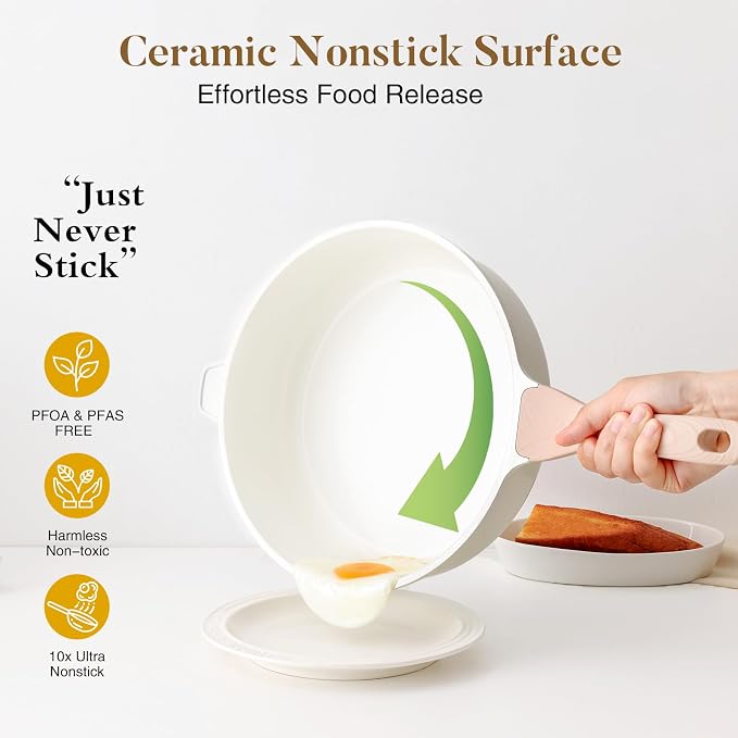 Kordisen Nonstick Ceramic Deep Frying Pan, 10 Inch Non Toxic Skillet - Image 2