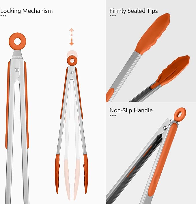 600ºF Heat Resistant Kitchen Tongs: U-Taste 12 inch Large Silicone Cooking Tong - Image 6