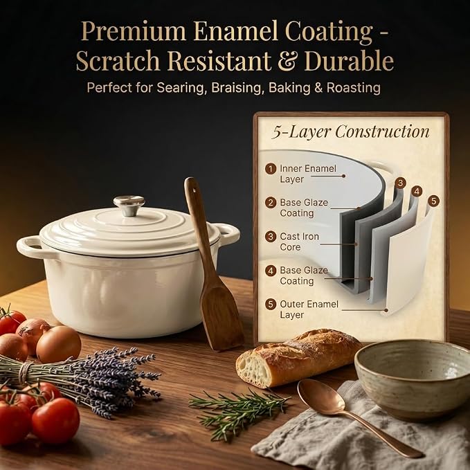 QuliMetal Enameled Cast Iron Cookware Set, 4-Piece Pots and Pans Set - Image 8