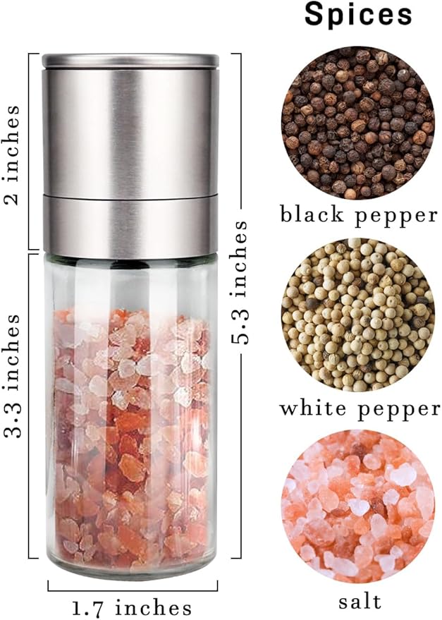 Gulex® Salt Grinder Pepper Mill, Refillable, Adjustable Coarseness Black Pepper - Image 2