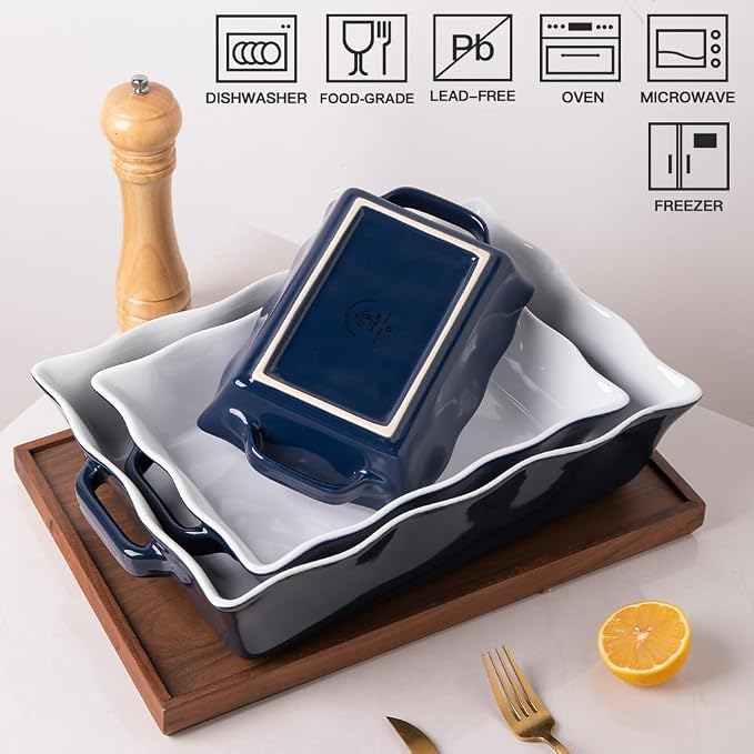 Sweejar Casserole Dishes for Oven, Ceramic Bakeware Set of 3, Rectangular - Image 4