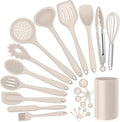 Silicone Kitchen Utensils Set, E-far 23 Pcs Khaki Cooking Utensils Tools by E-far