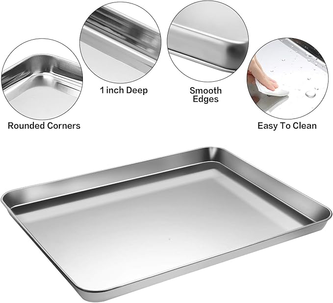 MCIRCO 6 Piece Stainless Steel Baking Sheet - Image 3