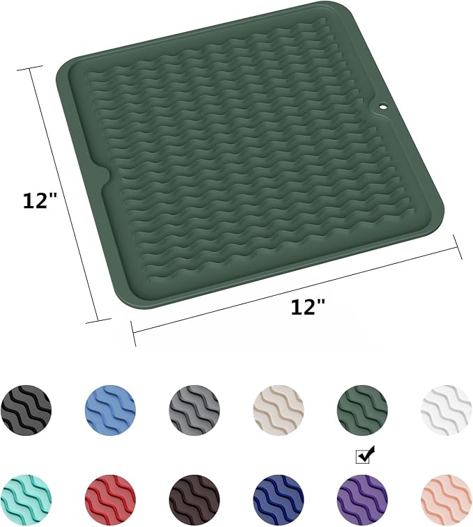 ZLR Silicone Dish Drying Mat 12" x 12" Square - Image 6
