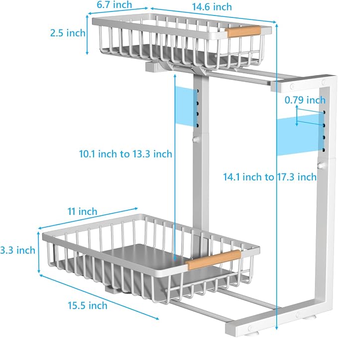 Merrylun Under Sink Organizers, 5 Adjustable Height，Metal Pull Out Under Sink - Image 7