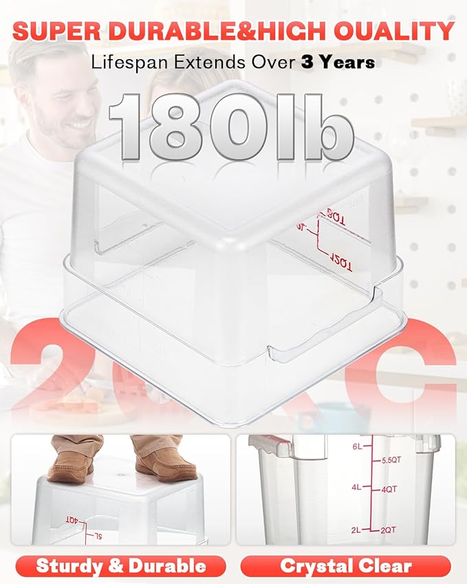 8QT NSF Food Storage Containers: 8 PCS Commercial Clear Square Food Storage - Image 7