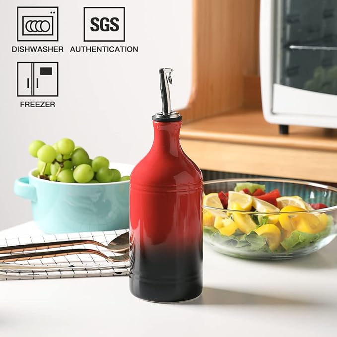 Sweejar Ceramic Olive Oil Dispenser Bottle, Opaque Oil Cruet Protects to Reduce - Image 2