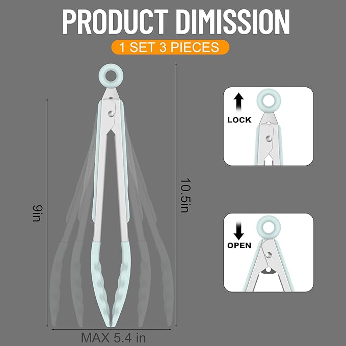 Hotec Silicone Kitchen Tongs for Cooking 9-Inch Serving Tongs - Image 2