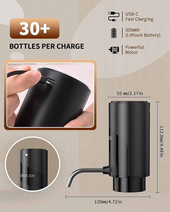 CIRCLE JOY Electric Wine Aerator Pourer, Rechargeable Automatic Wine Decanter - Image 3