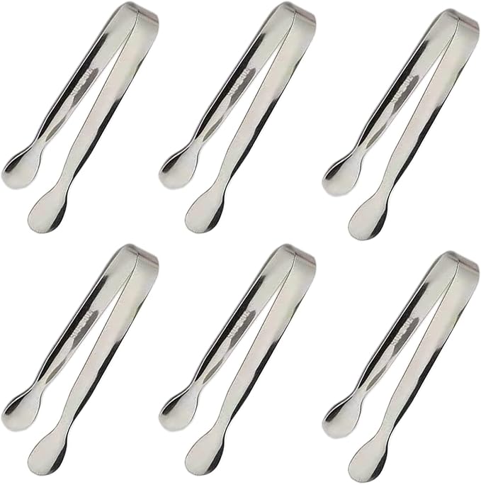 6PCS Ice Tongs Mini Sugar Tongs 4.25Inch Stainless Steel Kitchen Utensils Set by Sunenlyst