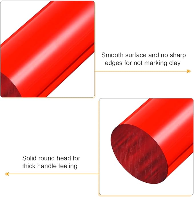 HARFINGTON Acrylic Clay Roller 6 Inch x 1 Inch Solid Non-Stick Plastic Round - Image 4