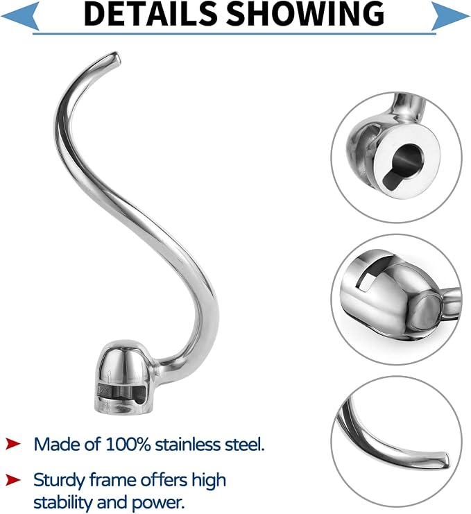 Stainless Steel Spiral Dough Hook Compatible - Image 2