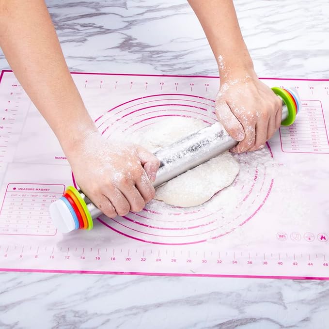 Rolling Pin and Pastry Baking Mat Set, Rolling Pins - Image 3