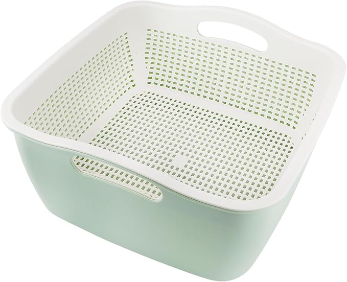 Double-layer Draining Basket Plastic Fruits & Vegetable Wash & Drain Basket by LNQ+LUNIQI