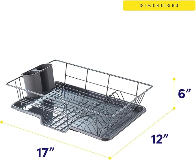 Sweet Home Collection Space-Saving 3-Piece Dish Drainer Rack Set: Efficient - Image 4