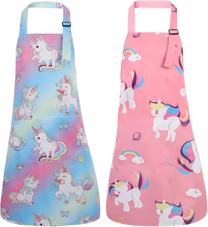 2 Pack Kids Apron, Cute Cooking Aprons, Waterproof Art Apron - Image 8