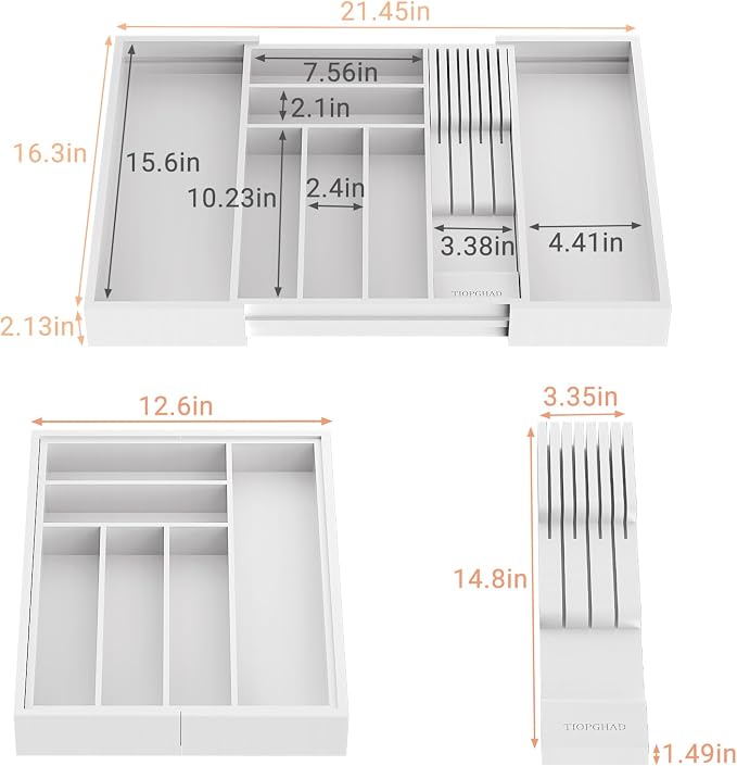 TIOPGHAD Bamboo-Silverware-Drawer-Organizer-Kitchen, Expandable Utensil Holder - Image 2