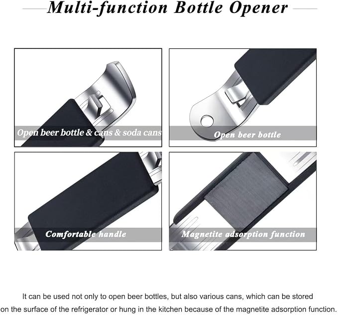 3 Pieces Magnetic Bottle Openers Can Opener Classic Beer Opener Stainless Steel - Image 2