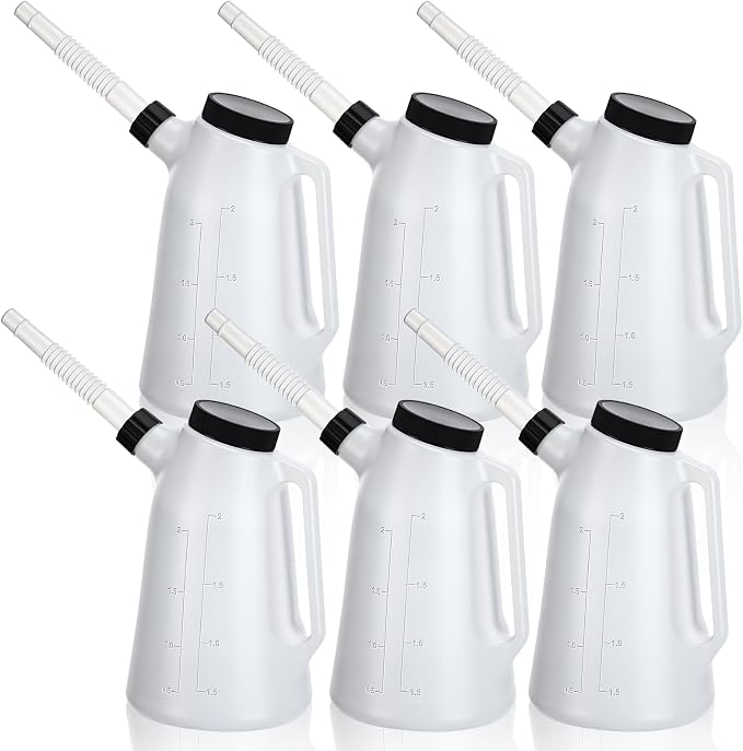 Mifoci 6 Pack 2 Quart Oil Measuring Containers, Translucent Plastic Oil by Mifoci