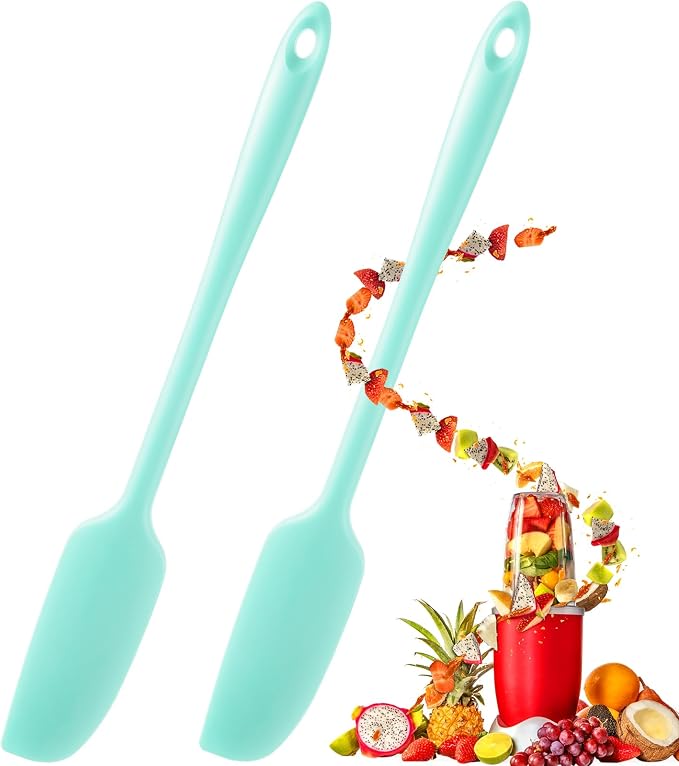 Patelai 2 Pieces Silicone Jar Spatula Long Handle Non-stick Rubber Scraper Heat by Patelai