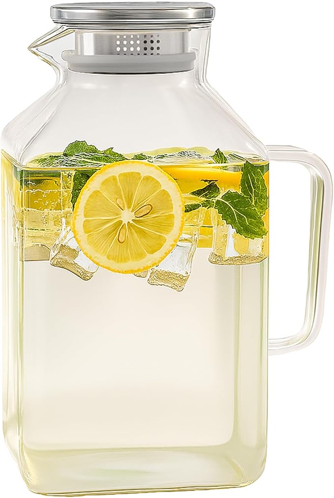 Hannadepot Glass Pitcher, 3.6L/122 oz Glass Water Pitcher by Hannadepot