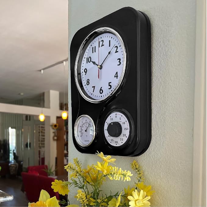 Lily's Home - 9.5 Inch x 12.5 Inch - Retro Kitchen Wall Clock, Vintage Wall - Image 5