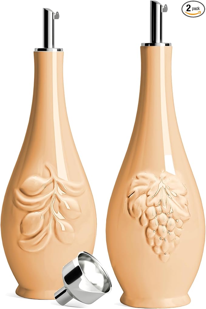 HOMBENE Porcelain Oil and Vinegar Dispenser, 16oz Oil Dispenser by HOMBENE