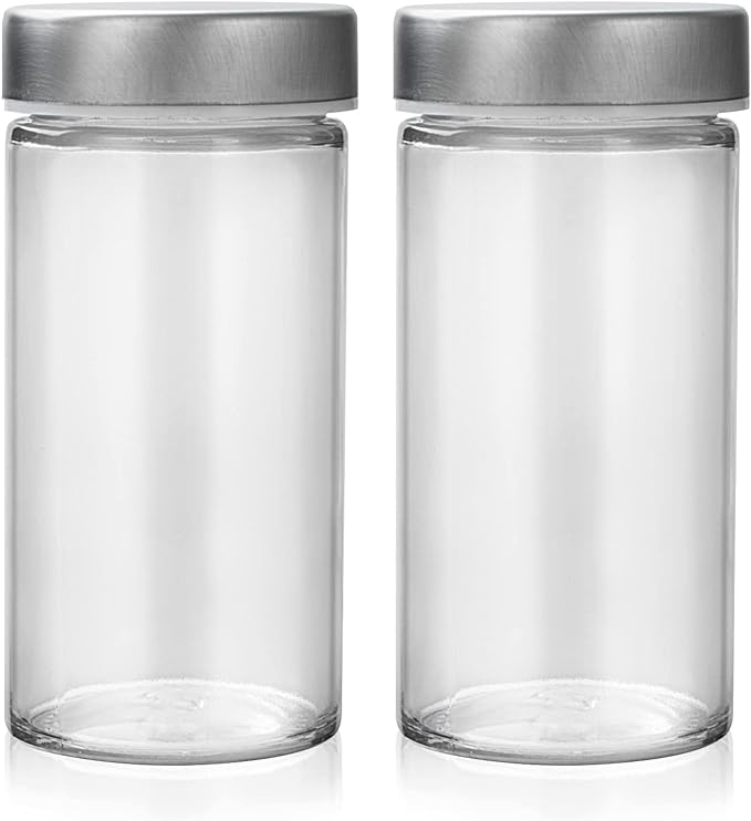 2 Pcs Glass Spice Jars/Bottles - 3oz Empty Round Spice Containers by Tianifa