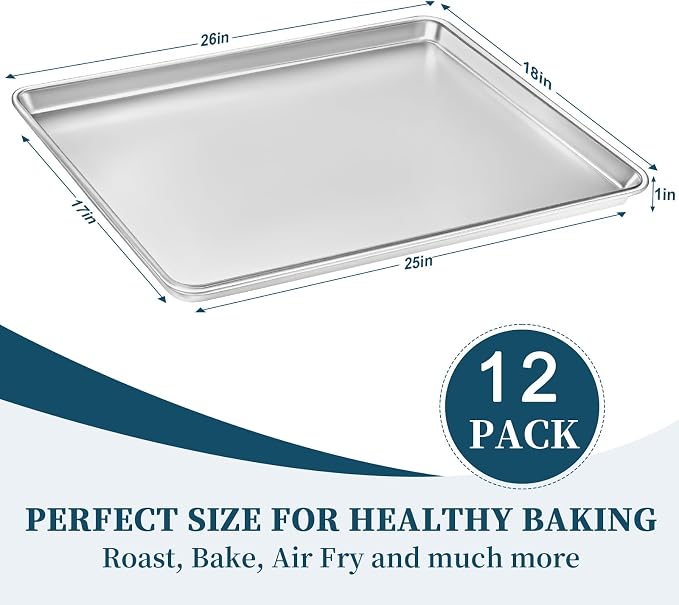 Full Size Commercial Quality Baking Sheet Pan, Bastwe Aluminum Cookie Tray Pan - Image 6