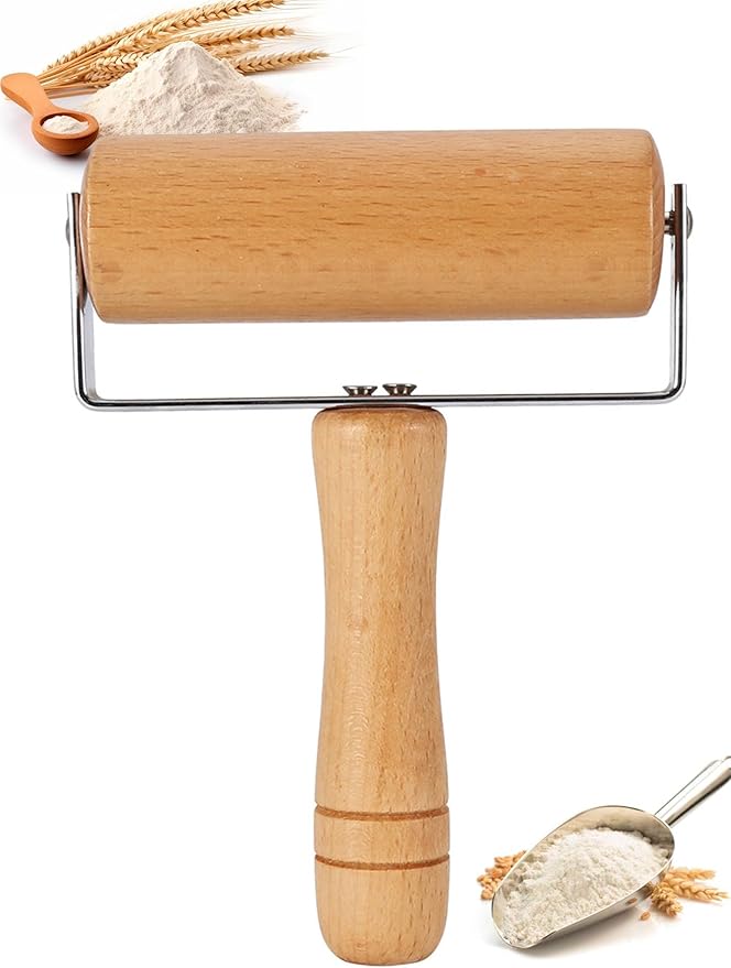 Pizza Rolling Pin, Small Rolling Pin, Non-Stick Wooden Dough Roller by Chazcool