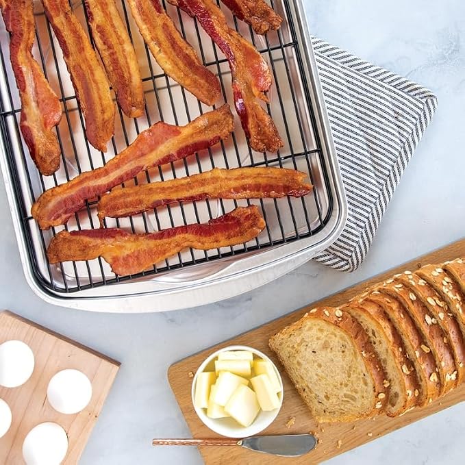 Nordic Ware Oven Crisp Baking Tray 2pc Set Includes Pan and Rack; Natural - Image 9