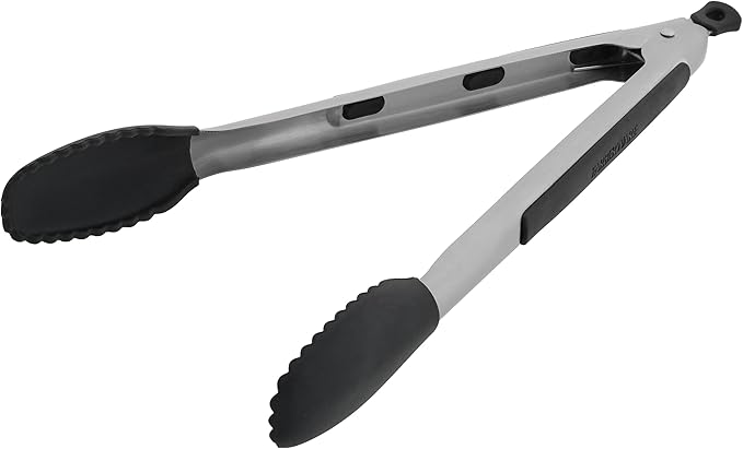 Farberware Silicone-Tipped Locking Kitchen Tongs – Heat Resistant, Nonstick Safe by Farberware