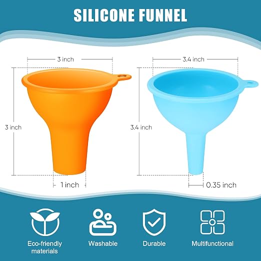 Silicone Funnels 4 Pieces Wide Mouth Funnel Small and Large Flexible Condiment - Image 2