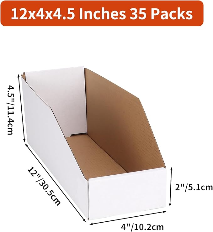 ZBEIVAN Cardboard Storage Bins Boxes 35 Packs 12x4x4.5 Inches, Easy Assembly - Image 2