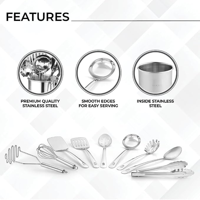 Avador® Premium Set of 10 Stainless Steel Kitchen Tool Set - Image 5