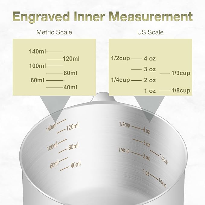 2PCS 2/3Cup Single Measuring Cup, Etched Inner Scale Stainless Steel Measure - Image 3