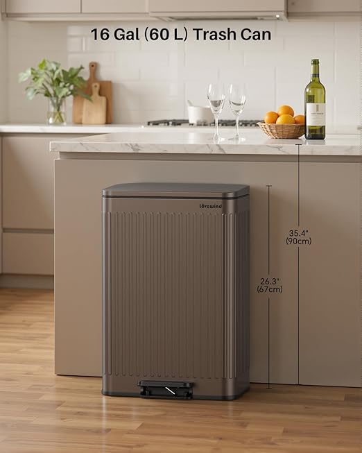 Lovewind 60 Liter/ 16 Gallon Stainless Steel Trash Can - Image 3