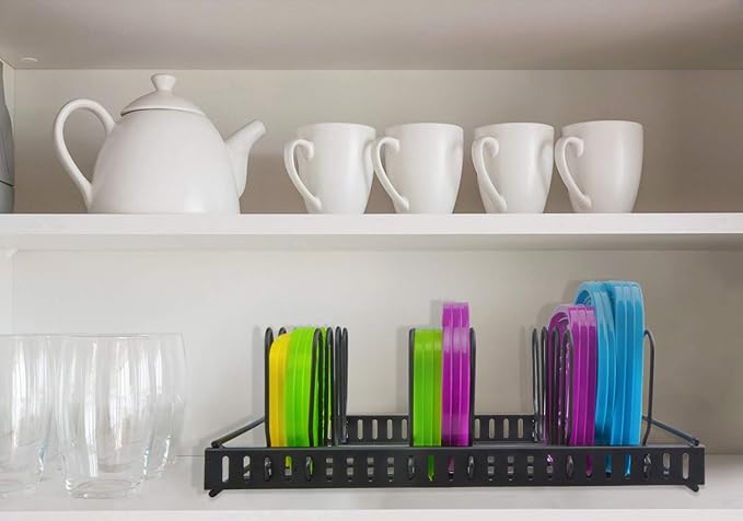 X-cosrack Metal Food Container Lid Organizer&Adjustable 6 Dividers Storage - Image 7