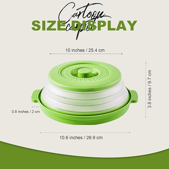 Microwave Splatter Cover 10.2 Inch, Collapsible Silicone Lid & Tray - Image 6
