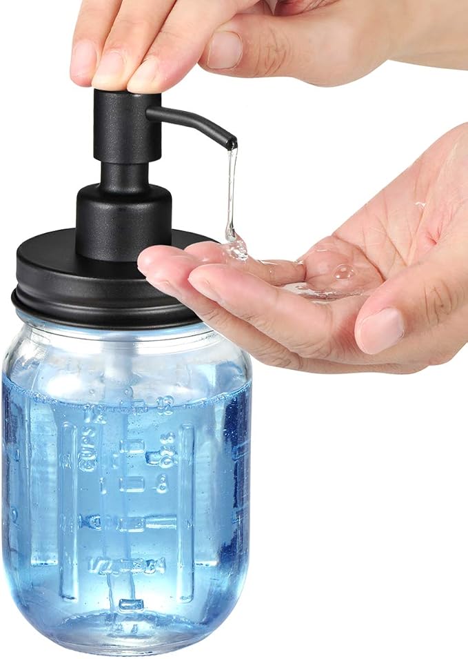 Amolliar Mason Jar Liquid Soap Dispenser, 16OZ Refillable Glass Soap Dispenser - Image 4
